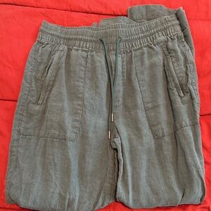 Athleta women’s green linen wide leg pants